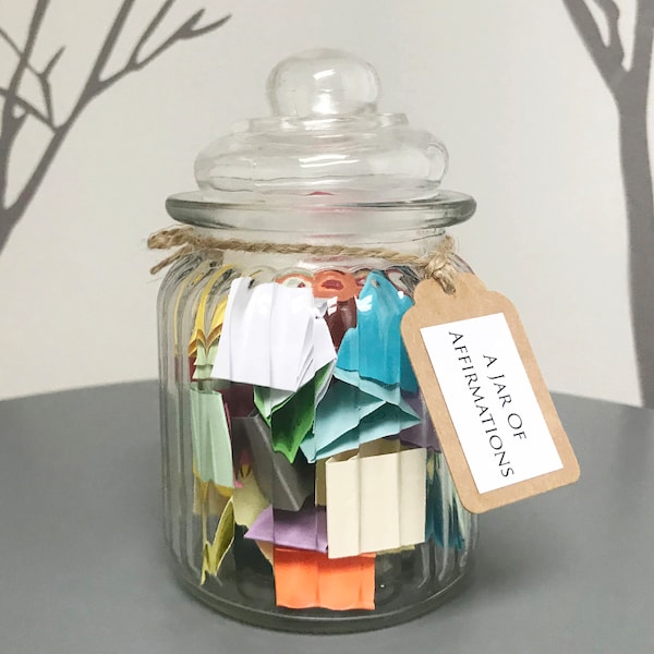 A Jar of Positive Affirmations / 50+ Quotes to inspire and motivate / Send Direct / Wellness, Self Care, Mental Health, Jar of Quotes Gift