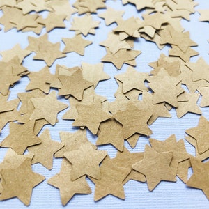 Stelle di coriandoli di carta kraft marrone / matrimonio, fidanzamento, compleanno, festa, inviti / decorazione rustica a forma di stella