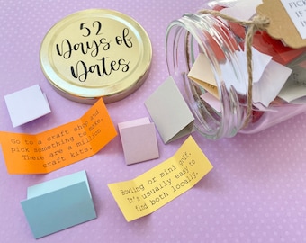 52 Days Of Dates / 52 Weeks of Date Night Ideas, Date Suggestions / Anniversary Gift, Gifts for Couples / Wife Husband Girlfriend Boyfriend