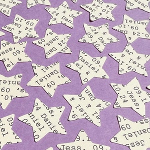 Gepersonaliseerde stercrème confetti / Willekeurige tekst / Aangepaste harten / Bruiloft verloving Verjaardagsfeestje Decor