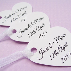 25 etiquetas de corazón personalizadas / Texto personalizado / Boda, árbol de los deseos, regalos, decoración de mesa
