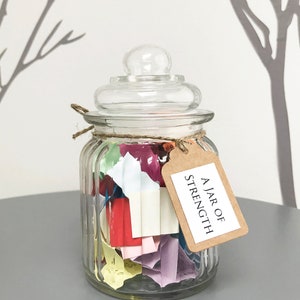 A Jar of Strength / 50 Positive Encouraging Strength Quotes / Post Send Direct / Wellness, Self Care, Mental Health, Positive, Jar of Quotes
