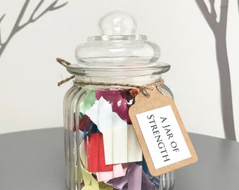 A Jar of Strength / 50 Positive Encouraging Strength Quotes / Post Send Direct / Wellness, Self Care, Mental Health, Positive, Jar of Quotes