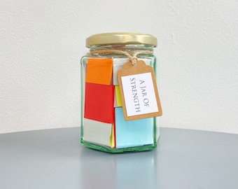 A Jar of Strength / 50+ Positive Encouraging Motivational Quotes / Post Send Direct / Self Care Wellness Mental Health, Jar of Quotes