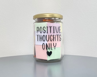 A Jar of Positivity / Positive Thoughts Only / 50 Quotes / Post Send Direct / Self Care, Wellness, Mental Health, Jar of Quotes Gift