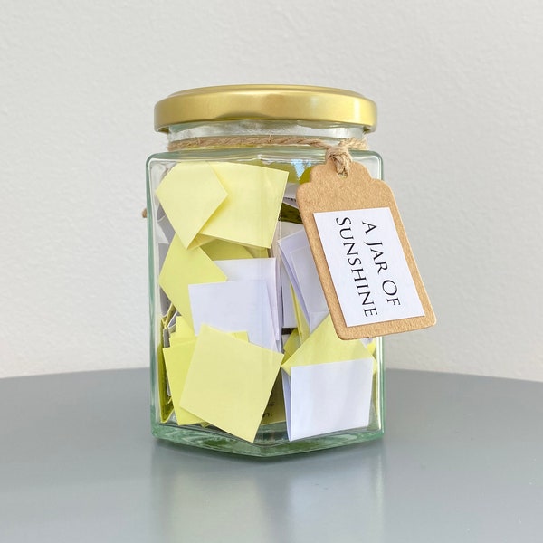 A Jar of Sunshine / 50 Positive Sunny Happy Affirmations Quotes / Post Send Direct / Self Care, Wellness, Mental Health - Jar of Quotes