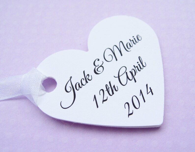 10 Personalised Heart Tags / Customised Wording / Wedding, Wishing Tree, Favours, Table Decor image 2