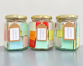 Jars of Strength, Positivty and Happiness / Positive Encouraging Motivational Quotes / Self Care Wellness Mental Health, Jar of Quotes