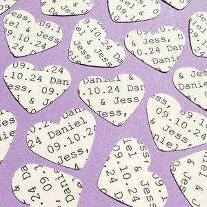 Confetti di crema a forma di cuore personalizzati / Qualsiasi testo / Cuori personalizzati / Decorazioni per feste di compleanno, fidanzamento e matrimonio