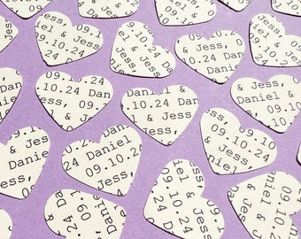 Personalised Heart Cream Confetti / Any wording / Customised Hearts / Wedding Engagement Birthday Party Decor