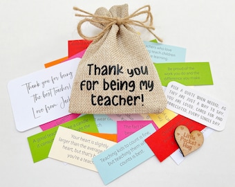 A Keepsake Bag of Teacher Quotes / 31 Positive Quotes / Teacher Gift, TA Gift, Thank You Teacher Present, End of School Gift, Thank you