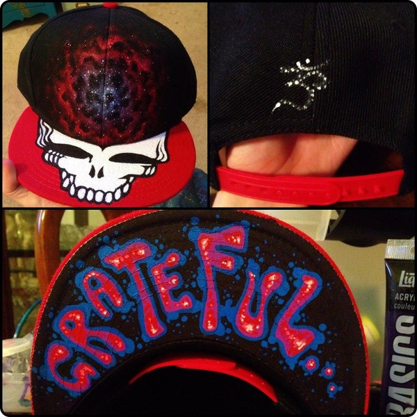 Grateful Dead Nebula Trippy Hand Painted Snapback Hippie Hat