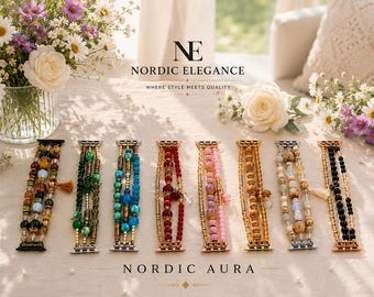 Cinturino Nordic Aura per Apple Watch, bracciale con perline fatto a mano, gioiello per orologio ispirato alla natura
