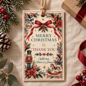 Julklappstips, Nötknäpparen-presentgåva, Redigerbar Canvasmall, Utskrivbar Vintage-Högtid