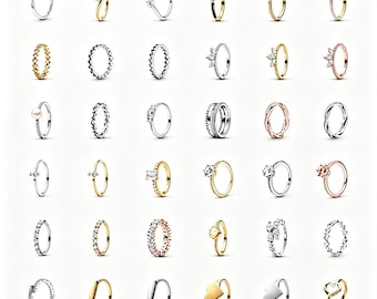 Anillos apilables multicolores estilo Pandora de plata de ley 925, anillos retorcidos y florales, joyería sencilla para mujer, un regalo para ella.