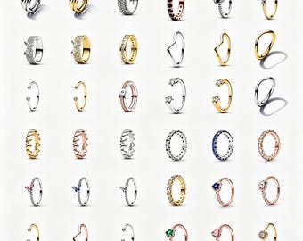 Conjunto de anillos con temática de Pandora, anillos exquisitos, joyería apilable para mujer, un regalo único.