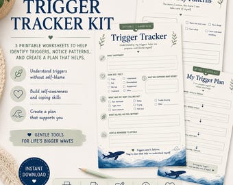 Trigger Tracker Worksheet Printable | Emotional Regulation & Coping Skills | Therapy Worksheets | CBT Counseling pdf | ADHD Autism SEL