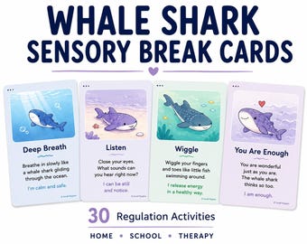 Whale Shark Sensory Break Cards | Emotional Regulation Activities (Printable PDF)