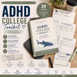 ADHD College Planner Pdf Download Editable Template Student Organizer Executive Function Toolkit Digital Homework Tracker Assignment