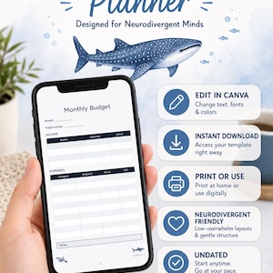 Neurodivergent Reset Collection | Neurodivergent Financial Planner | ADHD, Autism, Executive Dysfunction Support (Editable PDF)