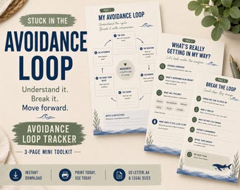 Avoidance Loop Tracker Printable | ADHD Procrastination & Executive Function Worksheet | Therapy Counseling Tool | Anxiety Coping Skills PDF