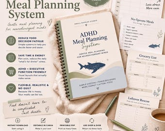 ADHD Meal Planning System | Neurodivergent, Executive Function, Low Spoon (Printable PDF)