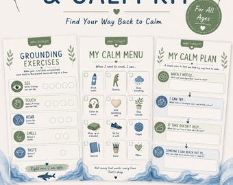 Grounding Exercises Printable | Grounding & Calm Kit | Anxiety Coping Skills Worksheet | Therapy Resource | ADHD Autism SEL PDF