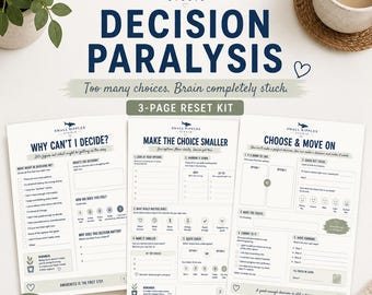 Decision Paralysis Worksheet | Overthinking and Executive Function Toolkit | Decision Making Printable for ADHD, Anxiety and Overwhelm