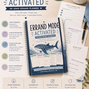 ADHD Errand Planner: Neurodivergent Task Organizer, Executive Function Notebook, Daily Checklist, Brain Dump Pages