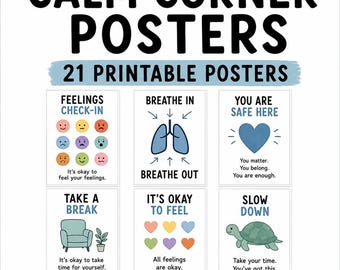 Calm Corner Posters | SEL, Coping Skills, Emotional Regulation (Digital Download)