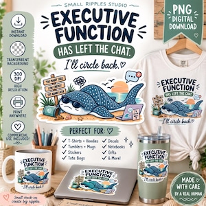 Exekutiva funktioner har lämnat chatten PNG | Rolig ADHD | Valhaj PNG | Sublimeringsdesign | Digital nedladdning för kommersiellt bruk