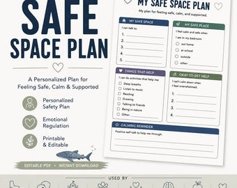 Safe Space Plan: Emotional Regulation Worksheet (Printable, Editable)