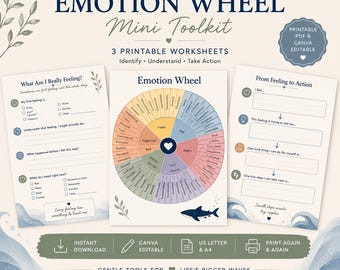Emotion Wheel Printable | Feelings Wheel Worksheet | Emotional Regulation Activity | Therapy Resource | ADHD Autism SEL Printable PDF