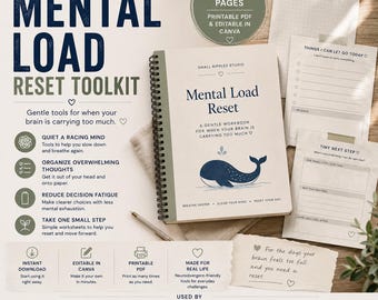 Mental Load Reset Workbook | ADHD, Burnout, Overwhelm (Digital Download)
