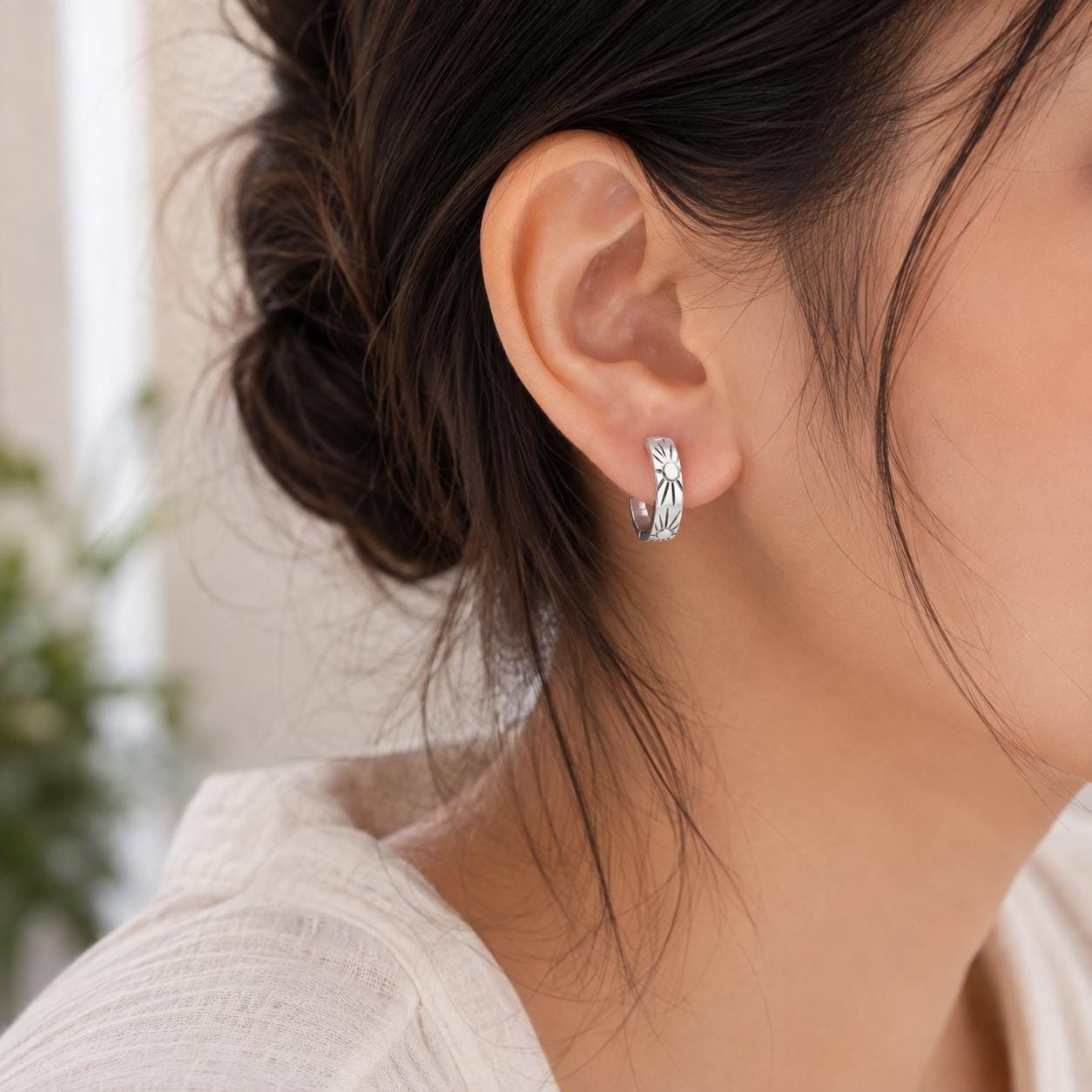 Engraved Silver Hoop Earrings - Etsy