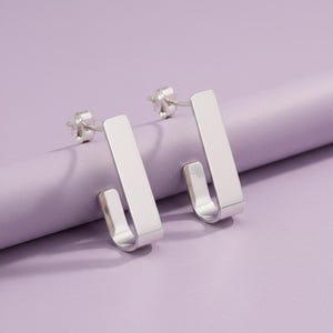 Rektangulära ringörhängen i sterlingsilver, minimalistiska geometriska smycken, moderna, fina ringar