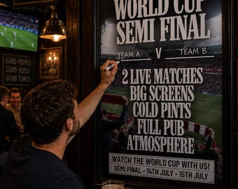 2026 World Cup Semi Final Poster | Customisable Teams, Pub Promotion (Instant Download)