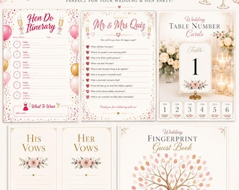 Hen Party & Wedding Celebration Bundle Printable | 5 Bridal Party Templates | Reception Games and Keepsakes | Instant Download