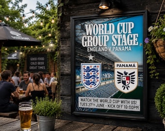 2026 World Cup England vs Panama Poster | Football Match Promotion (Instant Download)