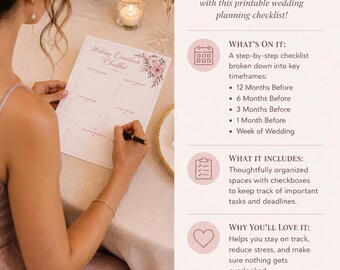 Ultimate Wedding Countdown Checklist Printable | Bridal Planner Checklist | Wedding Planning Organiser | Instant Download
