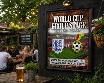 2026 World Cup England vs Ghana Match Poster | Football Pub Promotion (Digital Download)