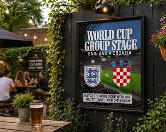 2026 World Cup England vs Croatia Poster | Football Match Promotion (Digital Download)
