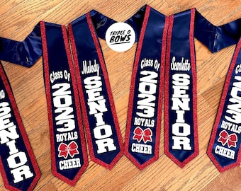 60 inch 2026 Senior night graduation CHEER stole (optional bow) - add details in notes to seller or msg me