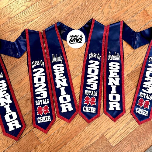 60 inch 2026 Senior night graduation CHEER stole (optional bow) - add details in notes to seller or msg me