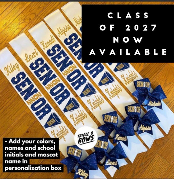 2027 "The Best Seller" senior night megaphone sash (optional bow) - sports images also available in place of megaphone (one sash)