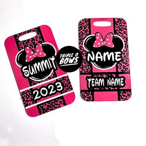 Cheetah print Summit Cheer and D2 Summit bag tag 2024 - other colors available