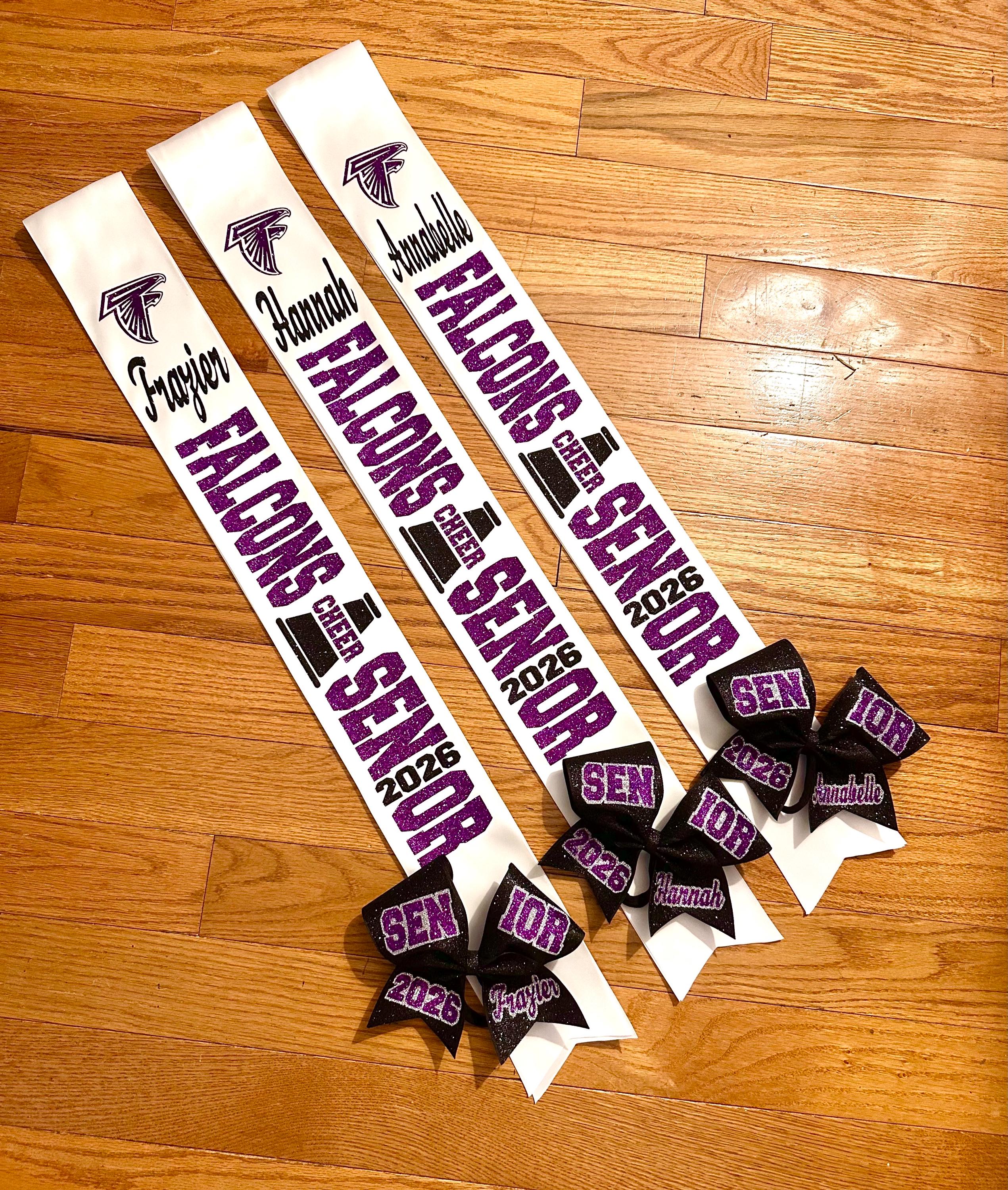 2026 "The Favorite” senior night megaphone sash (optional bow) - sports images also available in place of megaphone (one sash)