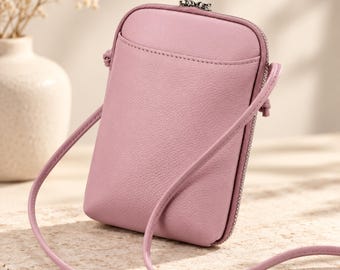 Umhängetasche aus echtem Leder für Damen, kleine Schultertasche aus Leder, Handytasche, Mini-Handtasche für jeden Tag, Reisetasche für Damen