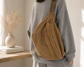 Umhängetasche aus Canvas, Unisex-Brusttasche mit großem Fassungsvermögen, verstellbare Schulter- und Hüfttasche, lässige Reise- und Alltagstasche, Gürteltasche, Geschenk