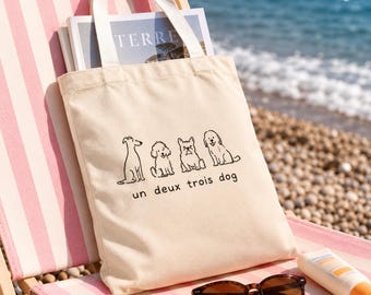 Stofftasche mit Tiermotiven, niedliche Katze, Hund, Hase, Frosch, Vogel, wiederverwendbare Einkaufstasche, französisch inspirierte Alltagstasche